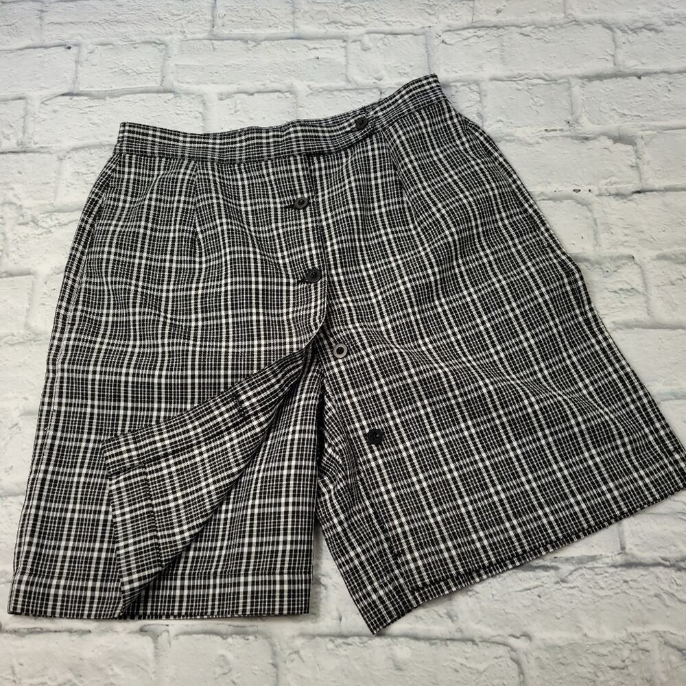Lizgolf Black & White Plaid Button Front Skort Athletic Athleisure size 8